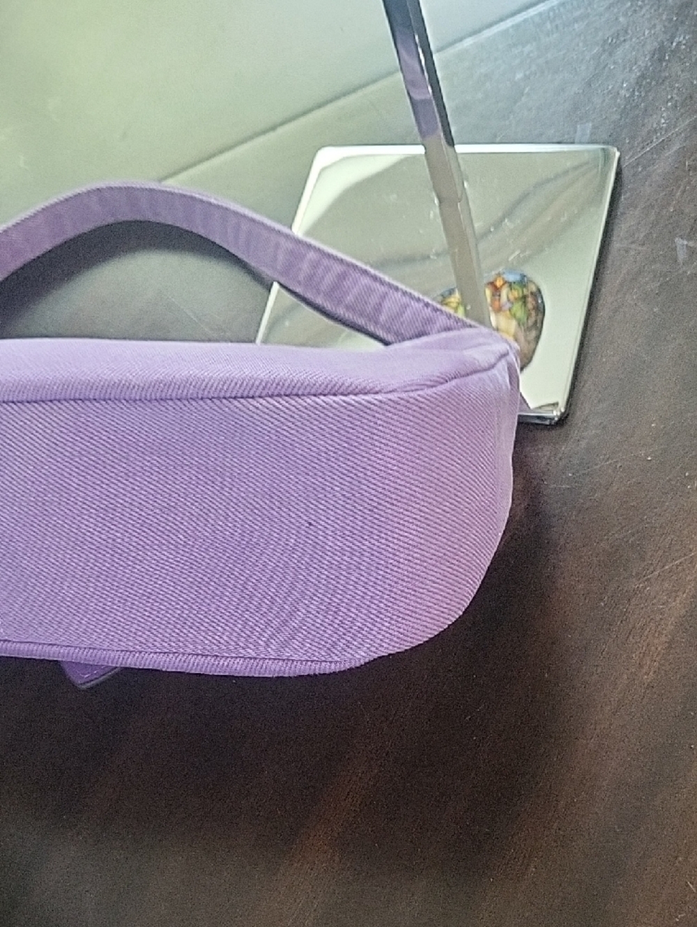 Coach Purple Denim Shoulder Bag with Leather Trim - Picture 7 of 13